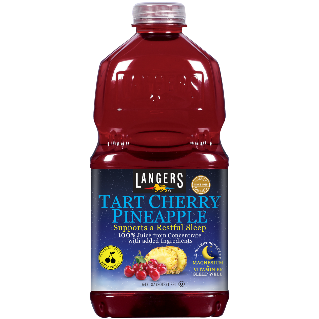 Tart Cherry Pineapple 100% Juice, 64oz, Support a Restful Sleep with Magnesium and B6, Sleepy Girl Mocktail ready to drink