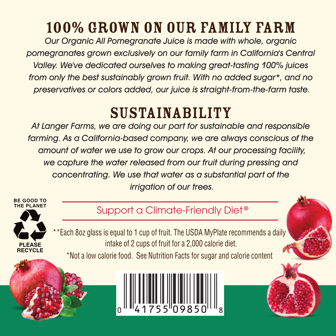 32oz Langer Farms Organic All Pomegranate