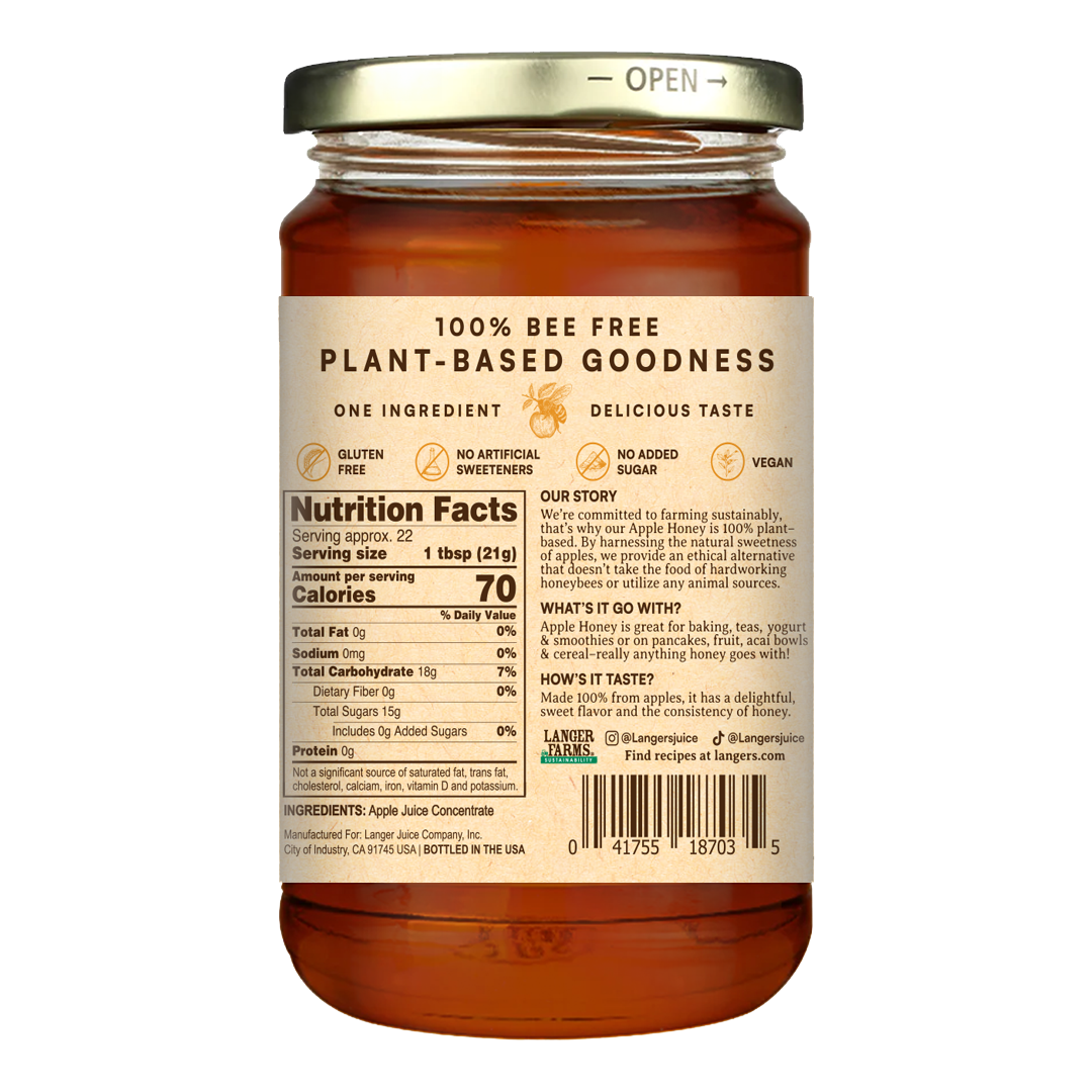 Langer Farms Apple Honey 16oz, Vegan Honey Alternative