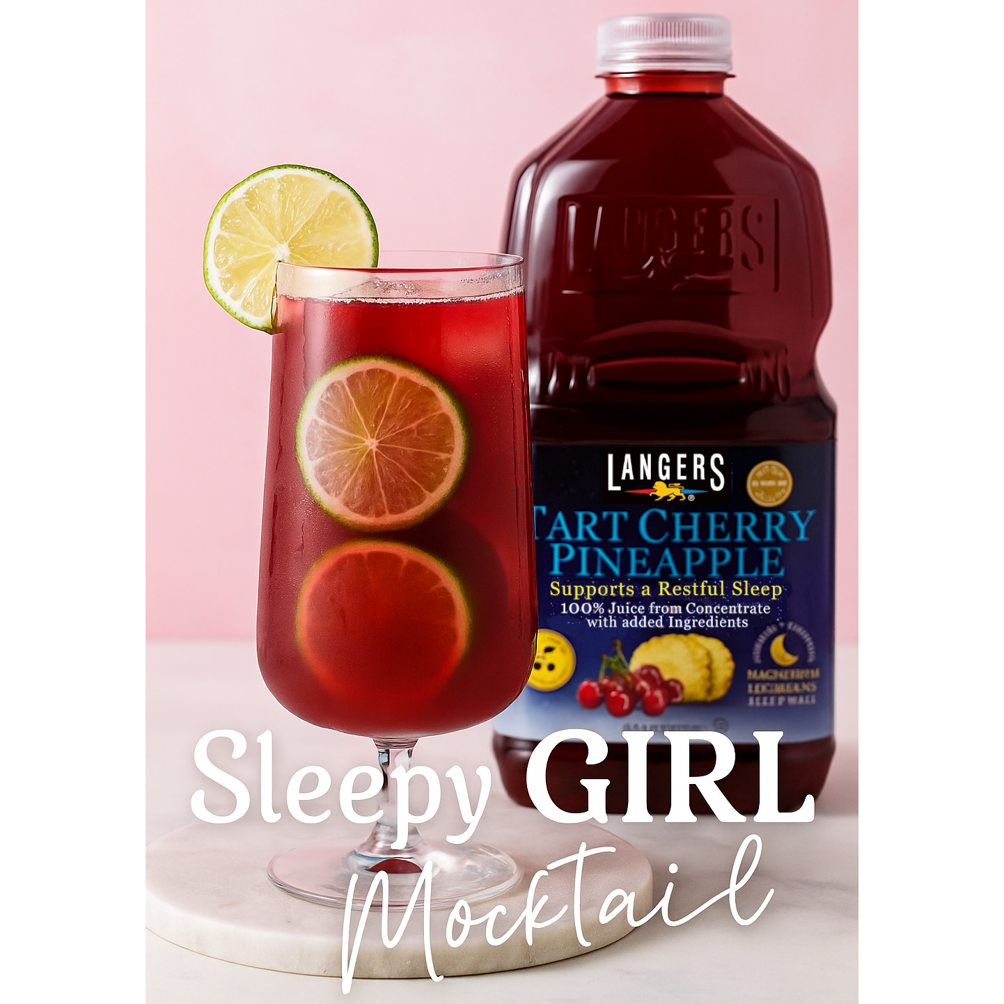 Tart Cherry Pineapple 100% Juice, 64oz, Support a Restful Sleep with Magnesium and B6, Sleepy Girl Mocktail ready to drink