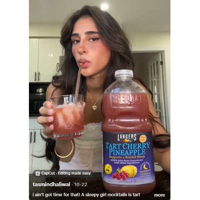 Tart Cherry Pineapple 100% Juice, 64oz, Support a Restful Sleep with Magnesium and B6, Sleepy Girl Mocktail ready to drink