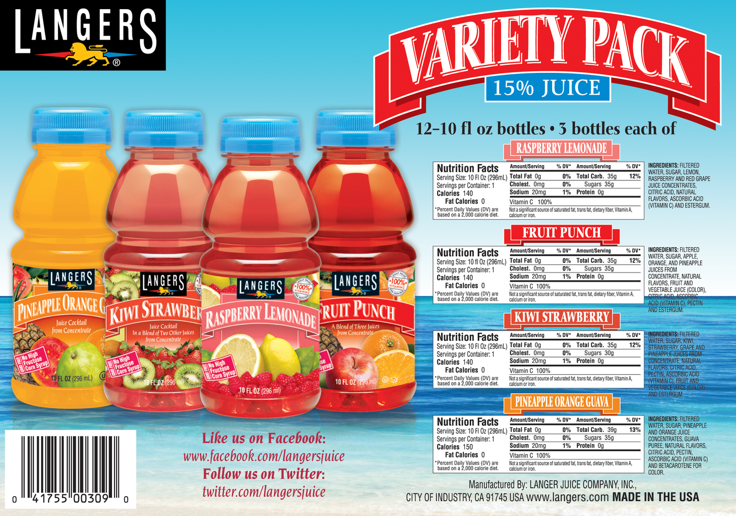 12pk 10oz Tropical Variety Pack