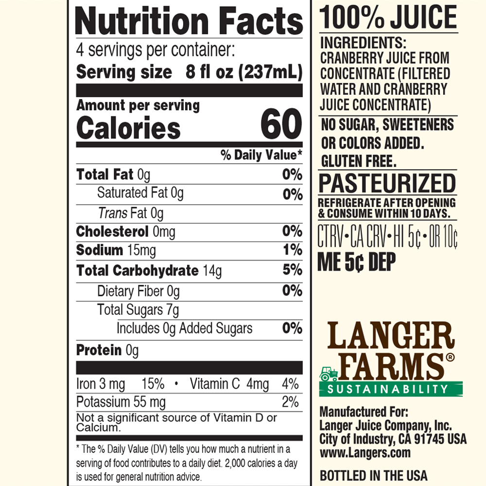 32oz Langer Farms All Cranberry