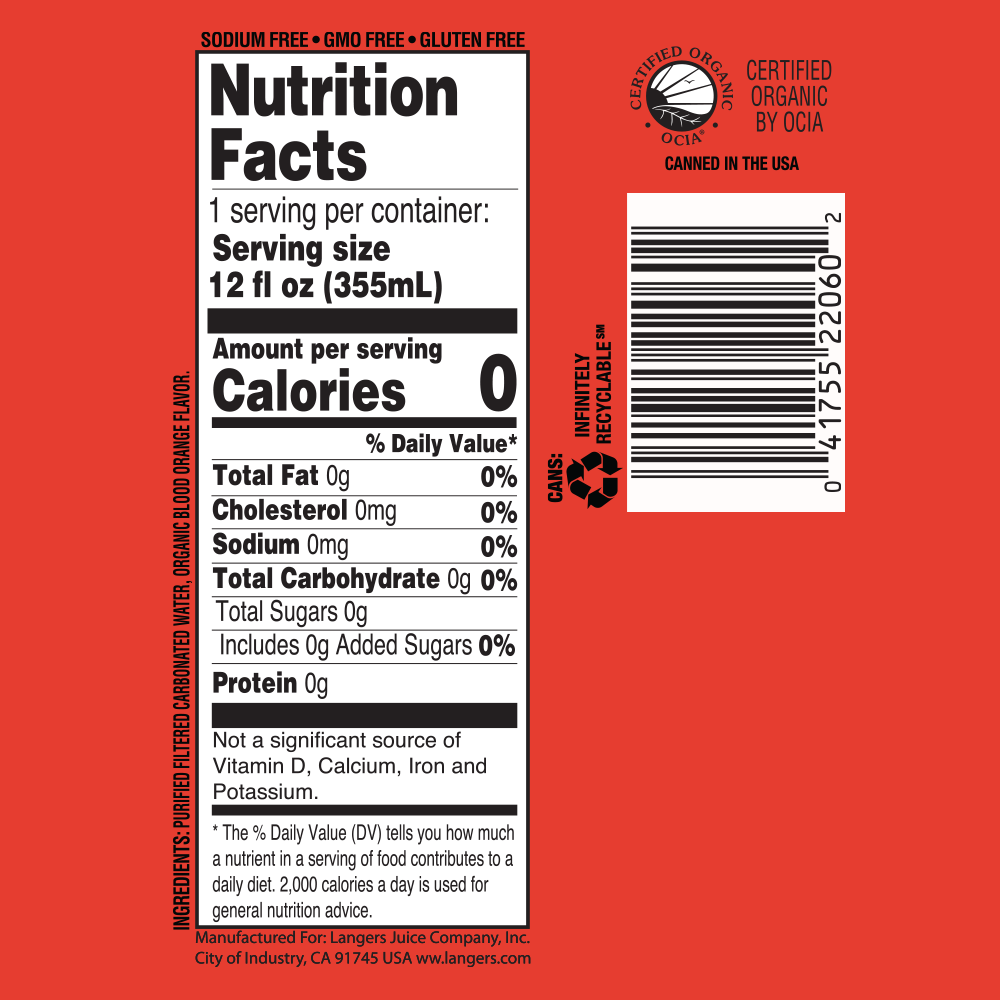 12oz Organic Flavored Sparkling Blood Orange (8 pack)