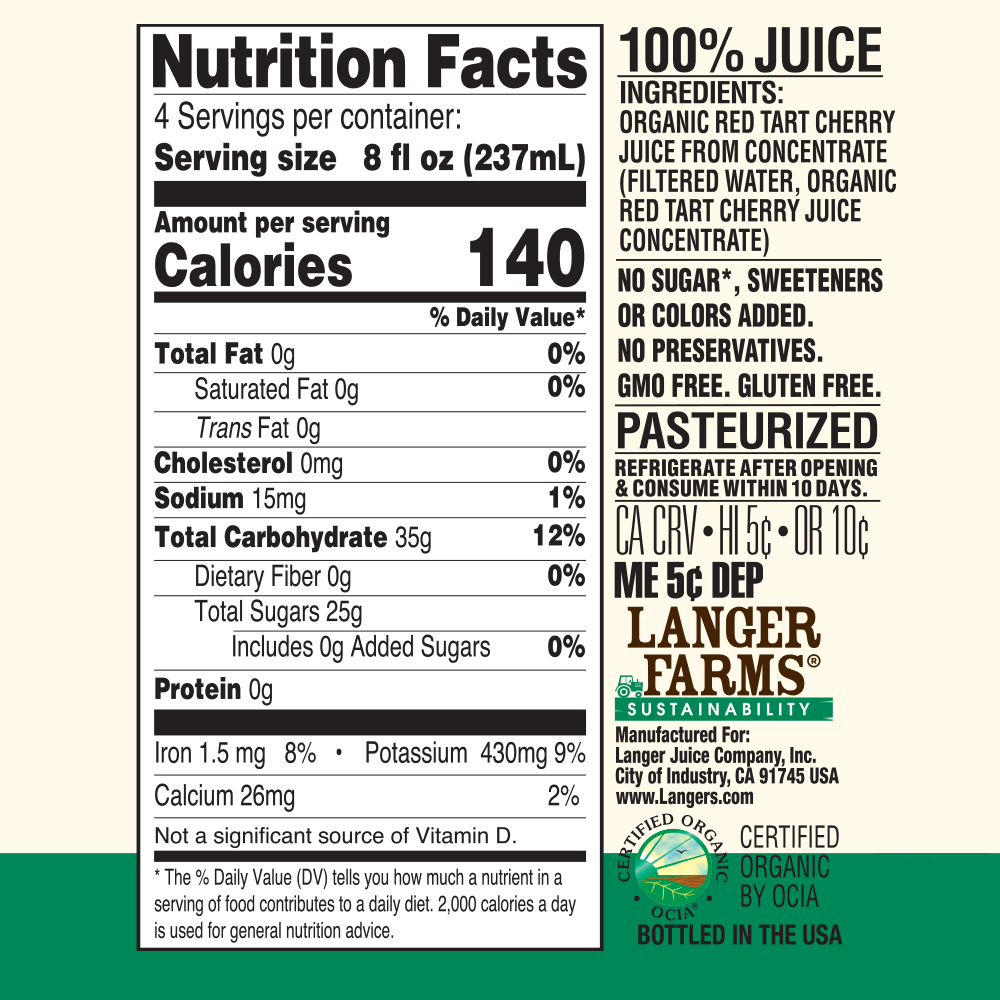32oz Langer Farms Organic All Tart Cherry