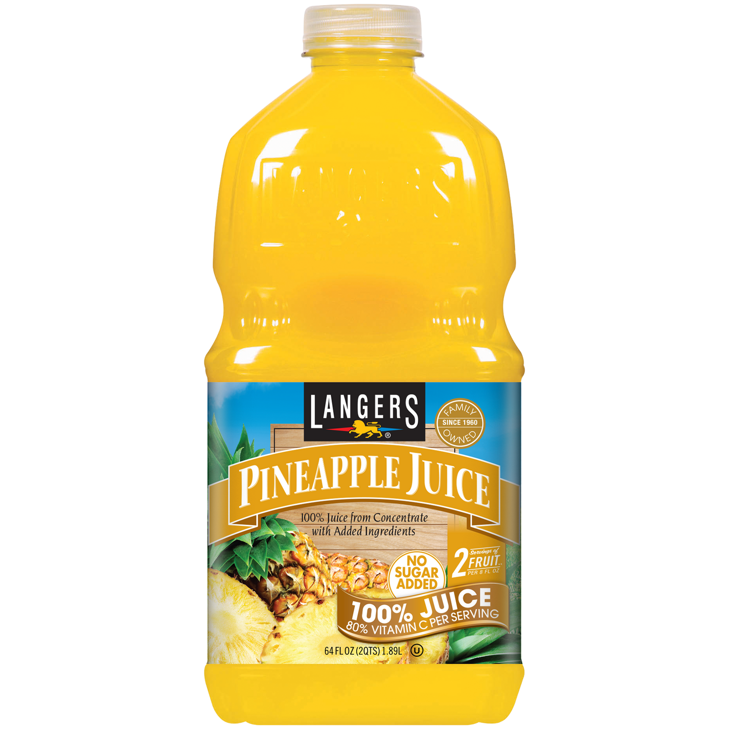 Natural 100% Pineapple Juice from the Langers Family made with Sweet Gold Tropical Pineapples