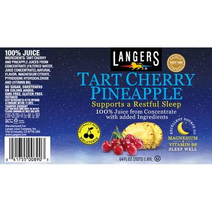 Tart Cherry Pineapple 100% Juice, 64oz, Support a Restful Sleep with Magnesium and B6, Sleepy Girl Mocktail ready to drink