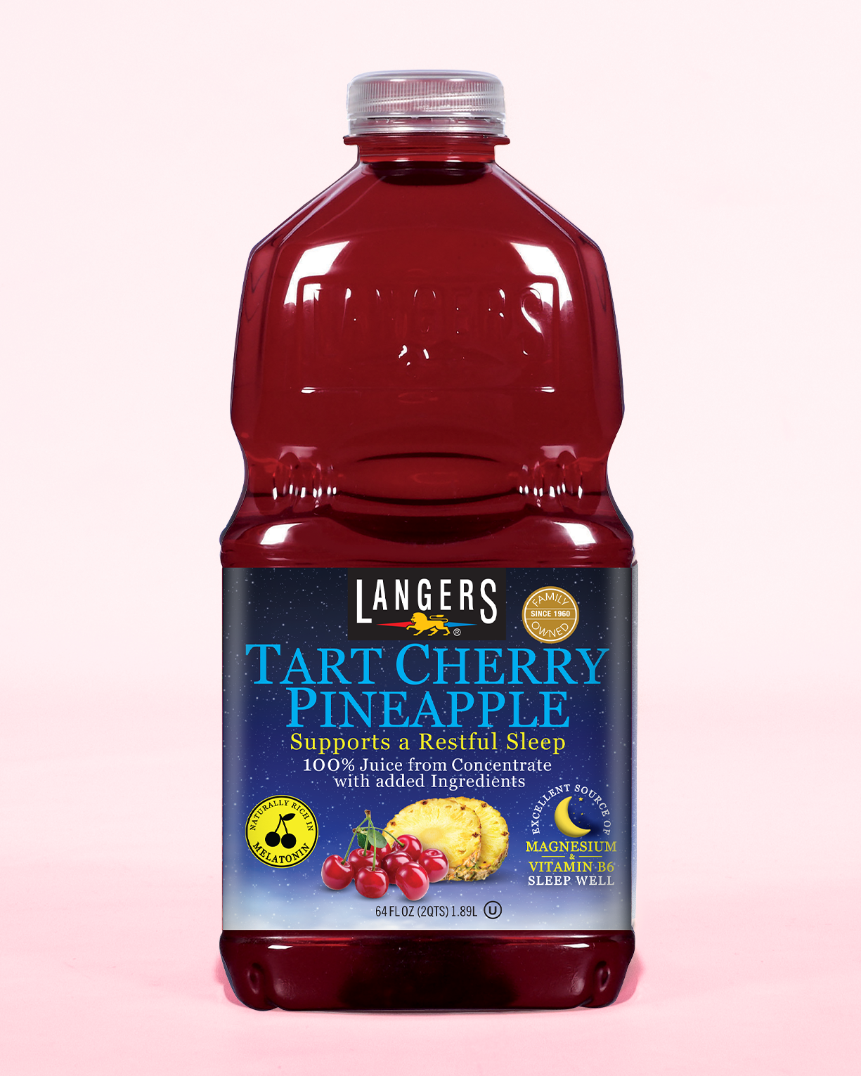 Tart Cherry Pineapple 100% Juice, 64oz, Support a Restful Sleep with Magnesium and B6, Sleepy Girl Mocktail ready to drink