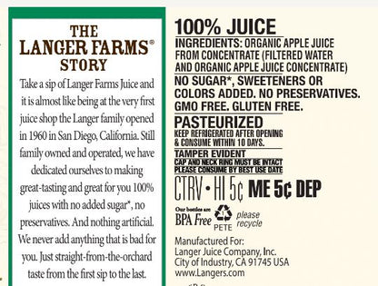 64oz Langer Farms Organic Apple Juice