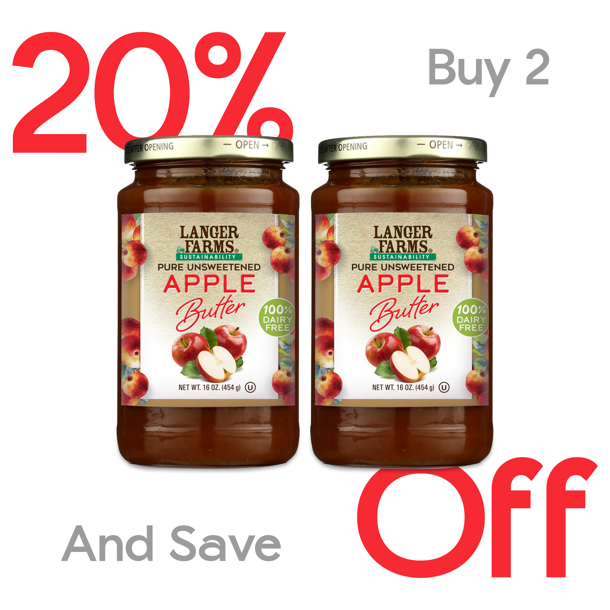 Langer Farms Unsweetened Apple Butter, 16oz, Dairy Free Langer Juice Company Langer Farms Unsweetened Apple Butter, 16oz, Dairy Free Langer Juice Company