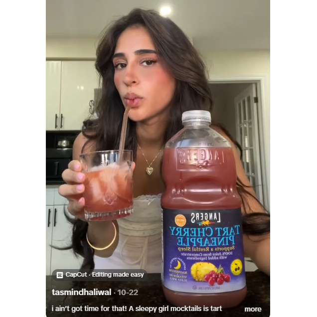 Tart Cherry Pineapple 100% Juice, 64oz, Support a Restful Sleep with Magnesium and B6, Sleepy Girl Mocktail ready to drink