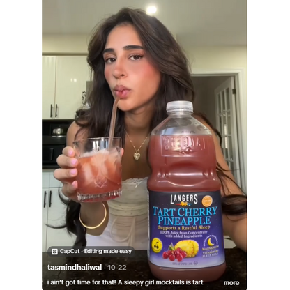 Tart Cherry Pineapple 100% Juice, 64oz, Support a Restful Sleep with Magnesium and B6, Sleepy Girl Mocktail ready to drink