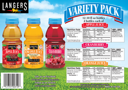 12pk 10oz Apple Orange Cranberry Variety Pack