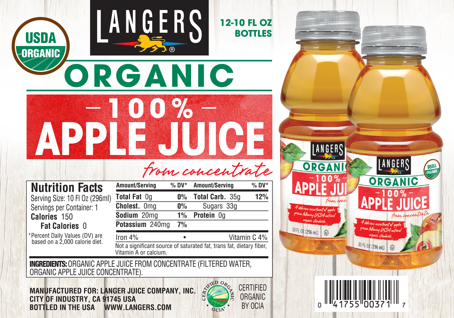 12pk 10oz Organic Apple Juice