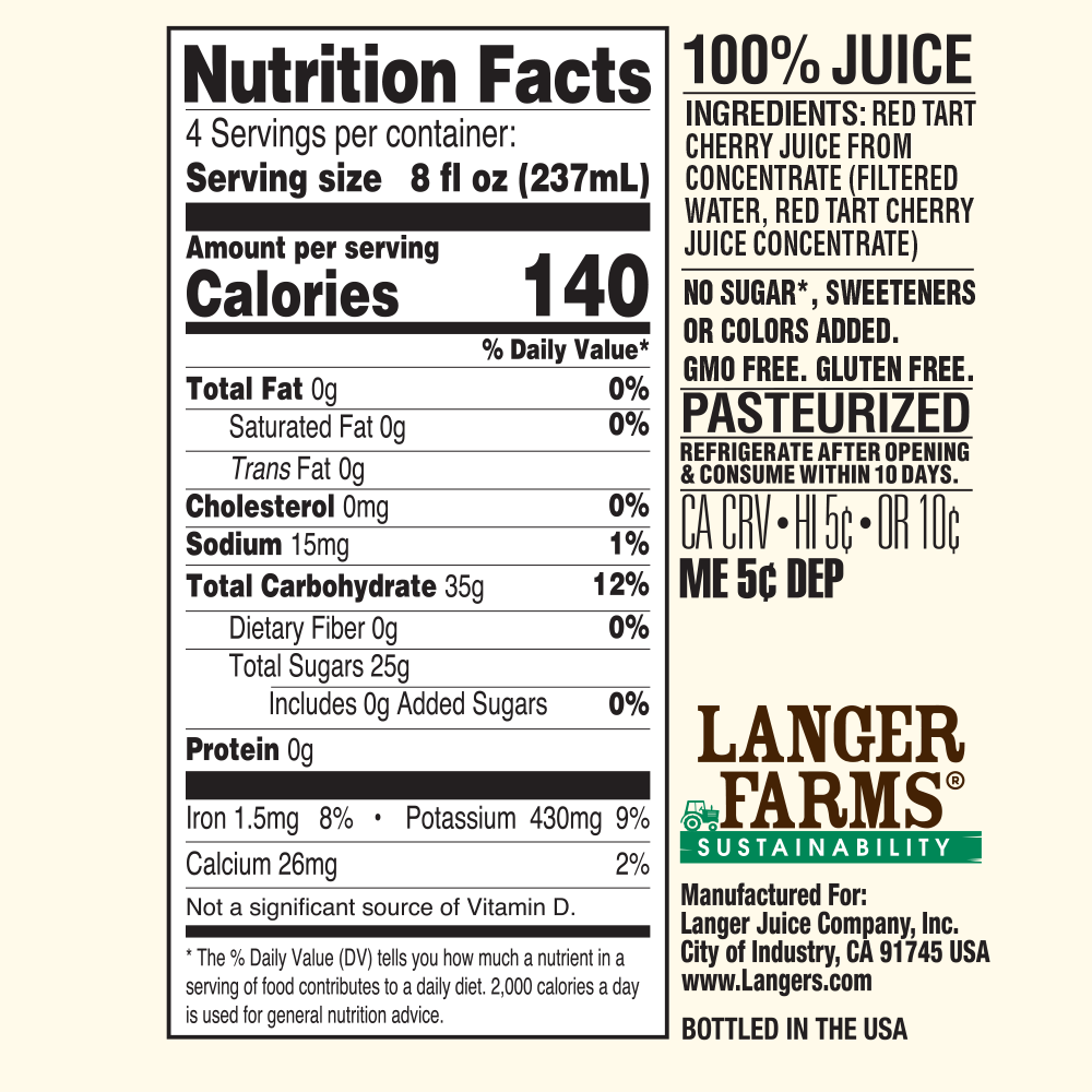 32oz Langer Farms All Tart Cherry